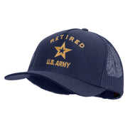 Licensed U.S. Army Retired Military Embroidered Twill 5 panel Mesh Back Cap - Navy OSFM