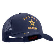 Licensed U.S. Army Retired Military Embroidered Twill 5 panel Mesh Back Cap - Navy OSFM