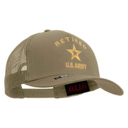 Licensed U.S. Army Retired Military Embroidered Twill 5 panel Mesh Back Cap - Khaki OSFM
