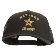 Licensed U.S. Army Retired Military Embroidered Twill 5 panel Mesh Back Cap - Charcoal OSFM