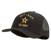 Licensed U.S. Army Retired Military Embroidered Twill 5 panel Mesh Back Cap - Charcoal OSFM