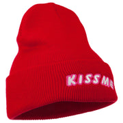 Kiss Me Embroidered Long Knit Beanie