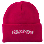 Kiss Me Embroidered Long Knit Beanie