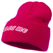 Kiss Me Embroidered Long Knit Beanie