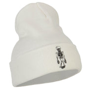 Skeleton Outline Embroidered Long Beanie