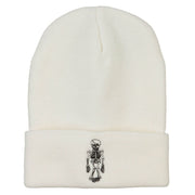 Skeleton Outline Embroidered Long Beanie