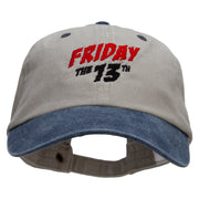 Friday The 13th Embroidered Pigment Dyed Wash Cap - Beige-Navy OSFM