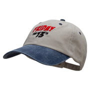 Friday The 13th Embroidered Pigment Dyed Wash Cap - Beige-Navy OSFM