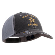 Licensed US Army Retired Military Embroidered Low Profile Special Cotton Mesh Cap - Black OSFM