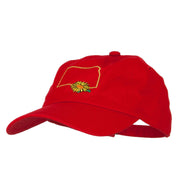 Kansas Sunflower with Map Embroidered Unstructured Washed Cap