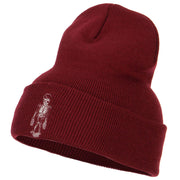 Skeleton Outline Embroidered Long Beanie