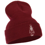 Skeleton Outline Embroidered Long Beanie