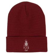 Skeleton Outline Embroidered Long Beanie