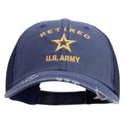 Licensed US Army Retired Military Embroidered Low Profile Special Cotton Mesh Cap - Navy OSFM