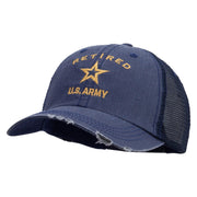 Licensed US Army Retired Military Embroidered Low Profile Special Cotton Mesh Cap - Navy OSFM