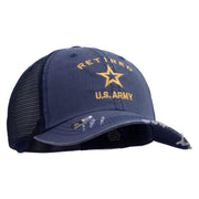 Licensed US Army Retired Military Embroidered Low Profile Special Cotton Mesh Cap - Navy OSFM