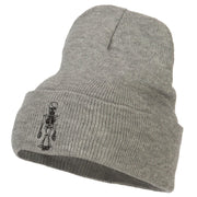 Skeleton Outline Embroidered Long Beanie