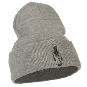 Skeleton Outline Embroidered Long Beanie