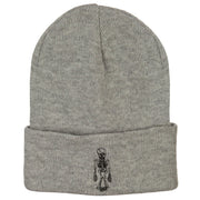 Skeleton Outline Embroidered Long Beanie