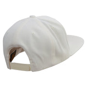 Pink Magnolia Flowers Embroidered Wool Blend Prostyle Snapback - Natural OSFM