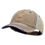 Licensed US Army Retired Military Embroidered Low Profile Special Cotton Mesh Cap - Khaki OSFM