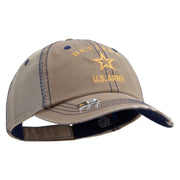 Licensed US Army Retired Military Embroidered Low Profile Special Cotton Mesh Cap - Khaki OSFM