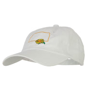 Kansas Sunflower with Map Embroidered Unstructured Washed Cap