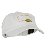 Kansas Sunflower with Map Embroidered Unstructured Washed Cap