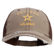 Licensed US Army Retired Military Embroidered Low Profile Special Cotton Mesh Cap - Khaki-Brown OSFM