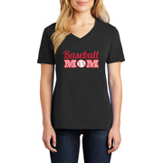 Cheetah Baseball Mom Graphic Design Ladies V-Neck