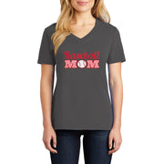 Cheetah Baseball Mom Graphic Design Ladies V-Neck