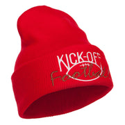 Kick Off Football Embroidered Long Beanie