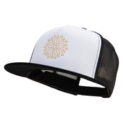 Linear Style Rose Embroidered Summer Foam Mesh Trucker Cap - Black OSFM