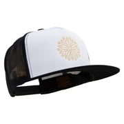 Linear Style Rose Embroidered Summer Foam Mesh Trucker Cap - Black OSFM