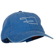 Oklahoma with Map Outline Embroidered Washed Cotton Twill Cap