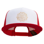 Linear Style Rose Embroidered Summer Foam Mesh Trucker Cap - Red OSFM