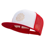 Linear Style Rose Embroidered Summer Foam Mesh Trucker Cap - Red OSFM