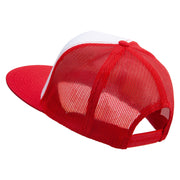 Linear Style Rose Embroidered Summer Foam Mesh Trucker Cap - Red OSFM