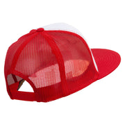 Linear Style Rose Embroidered Summer Foam Mesh Trucker Cap - Red OSFM