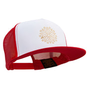 Linear Style Rose Embroidered Summer Foam Mesh Trucker Cap - Red OSFM