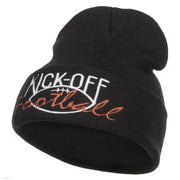 Kick Off Football Embroidered Long Beanie