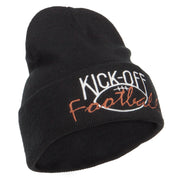 Kick Off Football Embroidered Long Beanie