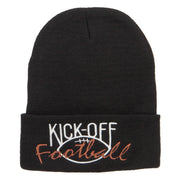 Kick Off Football Embroidered Long Beanie