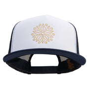 Linear Style Rose Embroidered Summer Foam Mesh Trucker Cap - Navy OSFM