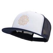 Linear Style Rose Embroidered Summer Foam Mesh Trucker Cap - Navy OSFM