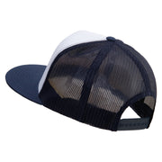 Linear Style Rose Embroidered Summer Foam Mesh Trucker Cap - Navy OSFM