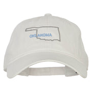 Oklahoma with Map Outline Embroidered Washed Cotton Twill Cap