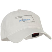 Oklahoma with Map Outline Embroidered Washed Cotton Twill Cap