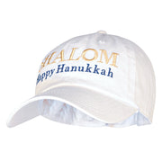 Shalom Happy Hanukkah Embroidered Unstructured Cotton Twill Washed Cap