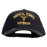 Licensed Medical Corps Veteran Embroidered Solid Cotton Twill Mesh Prostyle Cap - Black OSFM